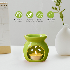 OEM Ceramic Fragrance Diffuser <b>Gift</b> Box with Lemongrass Scented Oil and Tealight <b>Candle</b> Stylish Aromatherapy Home Decor <b>Set</b> - Product Image 1