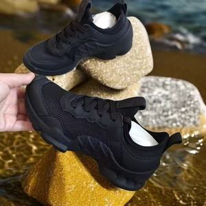 Zapatillas Deportivas Negras con Cordones de Malla, Transpirables, con Punta Redonda, Suela de Goma, Entresuela de EVA, para Todas las Temporadas - Product Image 1