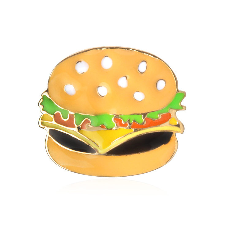 Эмалированная булавка для лацкана в форме гамбургера, новый дизайн