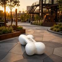 Banco de Fibra de Vidrio con Forma de Hueso, Asiento de FRP Brillante, Escultura Decorativa para Centros Comerciales, Exposiciones y Paisajismo