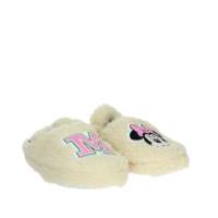 Chaussons d'intérieur chauds et douillets pour filles Mickey Mouse, en peluche beige, avec semelle extérieure en EVA et bout fermé