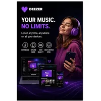Deezer 12 mois, Musique Premium, Abonnement, Hifi, Écoute hors ligne 1 an