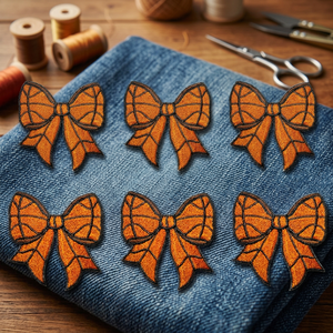 Patchs brodés en forme de nœud papillon orange, appliqués thermocollants pour vêtements et cadeaux - Product Image 4