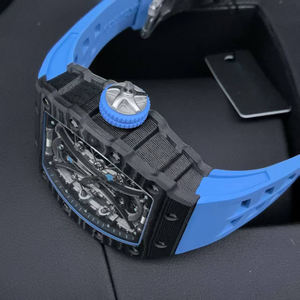 Orologio da Uomo di Alta Qualità 53-01 <span class=keywords><strong>Polo</strong></span> Tourbillon Meccanico con Cassa Tonneau, Allarme, Cinturino in Gomma, Quadrante a Lancette, 48mm, Fibra di Carbonio - Product Image 4