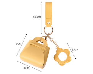 Étui de rangement pour écouteurs mini mignon, porte-clés tendance pour femmes avec porte-monnaie, porte-clés en cuir PU, porte-clés miroir, porte-clés - Product Image 6