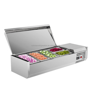 Mostrador refrigerado premium para ensaladas con tapa de cristal, mostrador de preparación de ensaladas, vitrina refrigerada. - Product Image 4