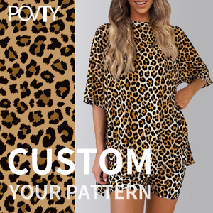 <span class=keywords><strong>Pigiama</strong></span> coordinato da <span class=keywords><strong>donna</strong></span> POVTY personalizzato in bambù, estivo, casual, <span class=keywords><strong>oversize</strong></span>, con pantaloncini a vita elastica, 2 pezzi, stampa frontale - Product Image 3