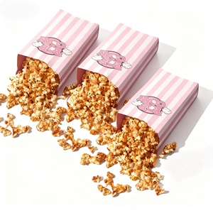 Sacs en papier écologiques rayés roses pour stands de pop-corn, événements cinématographiques et emballages de pop-corn personnalisés (personnalisable) - Product Image 2