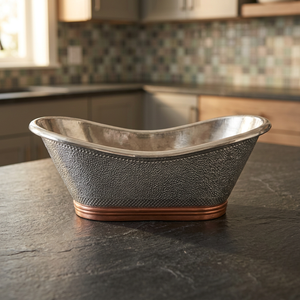 Baignoire ovale autoportante de luxe en cuivre, finition nickel poli, forme irrégulière, sans couvercle, pour maison, hôtel, salle de bain, artisanat indien - Product Image 1