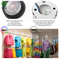 Éclairage de magasin 360 ° Rotations à 90° ° Plafonnier LED inclinable en aluminium à montage en surface, blanc/noir, avec spot intégré