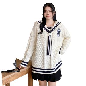 Nouveauté Pulls pour femmes à manches longues de style universitaire Col marin Pulls en tricot surdimensionnés pour femmes Tops - Product Image 1