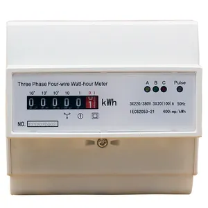 35mm din rail mounted digital Three Phase four wire electricity active energy meter electric kwh meter