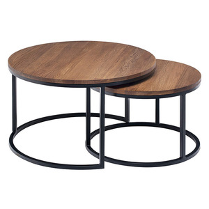 Living Room Design Furniture <span class=keywords><strong>Classic</strong></span> French Dome Solid Wood Top Metal Leg Round Coffee Table Set - Product Image 3