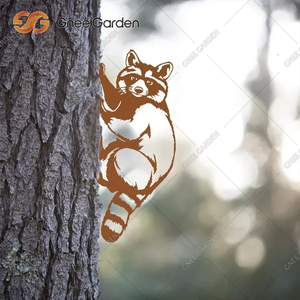 Décoration de jardin de raton laveur en forme d'animal en acier corten accessoires de quincaillerie en métal découpés au laser en acier inoxydable pour la décoration intérieure - Product Image 4