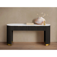Table console ovale moderne en bois massif européen avec plateau en marbre et rangement pour salon et salle à manger