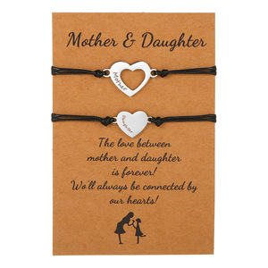 2024 Mother's Day <strong>Bracelet</strong> Popular 2Pieces/Set Stainless Steel Never Fade <strong>Bracelet</strong> Engraving Mother <strong>Daughter</strong> Heart <strong>Bracelet</strong> - Product Image 1