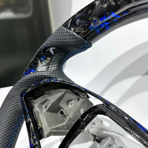 Volant de direction LUCHENQI 40 mm en cuir <span class=keywords><strong>bleu</strong></span> et fibre de carbone forgée de luxe, personnalisable, pour Cadillac ATS L CTS V 2013-2019, directement de l'usine - Product Image 5