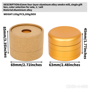 Venta al por mayor logotipo personalizado aleación de aluminio metal <span class=keywords><strong>verde</strong></span> negro púrpura oro Color 63MM 4 piezas capas molinillo de hierbas molinillo de pimienta trituradora - Product Image 6