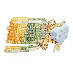 Bracelet bohème multicolore en perles de saphir et diamants, plaqué or, avec cristaux et strass, bijou unisexe, cadeau - Product Image 1
