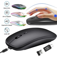 Souris sans fil rechargeable, compatible Bluetooth, 2.4GHz, double mode, avec nano-récepteur, pour PC portable, Macbook