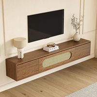 Meuble TV mural moderne personnalisé pour salon, table basse en bambou et rotin, panneau en forme de vague, tiroir, couleur au choix
