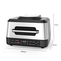 Friteuse à air électrique multifonctionnelle carrée en acier inoxydable 8L, surface antiadhésive, fonctions de rôtissage, de cuisson et de cuisson au four pour un usage domestique