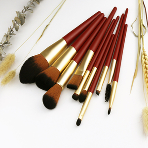 <b>Red</b> 10 Pcs Makeup Brush Set Soft Foundation Powder <b>Blush</b> Cosmetic Brushes Luxury Beauty Makeup Tool Kit - Product Image 6