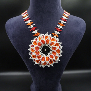 Collier Bohème en Perles de Graines Motif Tournesol, Bijoux Mexicains Perlés pour Anniversaire, Mariage, Tenue de Fête, Noël - Product Image 1