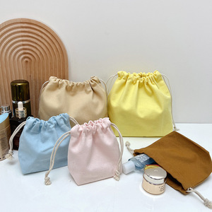 Organic Cotton Linen Muslin <b>Drawstring</b> <b>Bag</b> Eco-Friendly Reusable Custom Logo Printed Minimalist <b>Make</b>-<b>up</b> Packaging Recyclable - Product Image 6