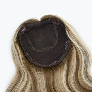 OFERTA ESPECIAL: Cabello Virgen Europeo para Topper de Encaje Mono y Seda 8*8, Marrón Claro/Oscuro, Pequeño, Rubio, para Mujeres Blancas, 100% Cabello Humano - Product Image 3