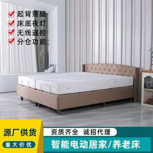 Cama de Cuidado en el Hogar con Compartimento Dividido, Altura Ajustable, Color Café, Estilo Moderno, Totalmente Tapizada, Madera Sólida SPR-033 - Product Image 2