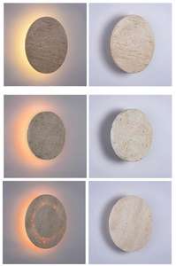 Lámpara de Pared de Piedra Natural Travertino con LED Blanco Cálido, Estilo Nórdico Wabi Sabi Minimalista para Dormitorio, Sala de Estar o Pasillo - Product Image 4