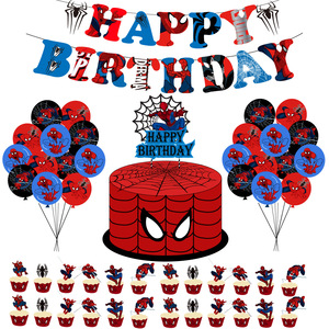 Nouvel arrivage de personnage de dessin animé <span class=keywords><strong>Spider</strong></span> <span class=keywords><strong>Man</strong></span> joyeux anniversaire décoration gâteau insertion drapeau bannière costume pour enfants - Product Image 6
