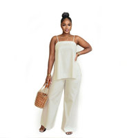 Ensemble deux pièces pour femme, deux couleurs, débardeur sans manches et pantalon large, vêtements d'été quotidiens, tailles S-XXL