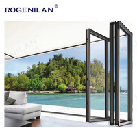 Rogenilan Patio Outdoor Accordéon Fenêtres et portes pliantes Véranda personnalisée Porte pliante d'angle en aluminium
