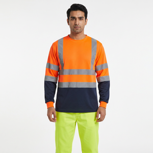 <b>Top</b> Sun Protection Long Sleeve <b>Reflective</b> Safety Shirts Breathable Material Greenorange <b>Reflective</b> T-shirt - Product Image 1