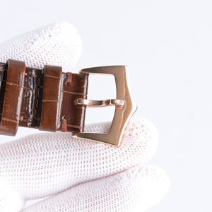 5196 Simple Silver Ring Design Rose Gold Dial Crocodile Skin Strap Watch Independent Second Hand <b>Clock</b> System Watch - Product Image 6