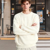 Pull en molleton jacquard unisexe OEM en mohair et cachemire, tricoté sur mesure, pull molletonné d'hiver pour homme