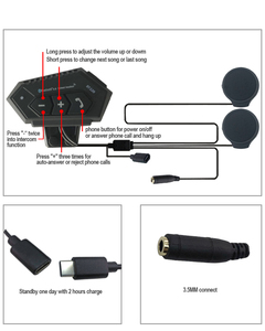 300M BT-12B Intercom Headphone Motorcycle Helmet Wireless BT <strong>Headset</strong> <strong>Automatically</strong> Answers the Phone - Product Image 5