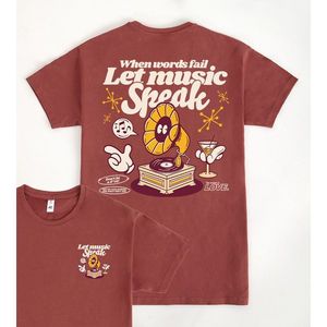 T-shirt Let Music Speak, maglietta promozionale in cotone unisex color marrone - Product Image 1