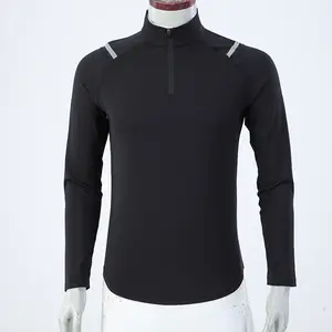 Camiseta deportiva de secado rápido para hombre, ropa deportiva de manga larga con cremallera de 1/4 cuartos para gimnasio y Golf