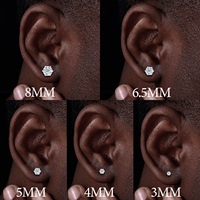 Boucles d'oreilles solitaires à 6 griffes en argent sterling 925 plaqué or avec diamant Moissanite VVS, vente en gros en vrac pour hommes et femmes