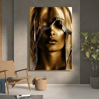 Moderne Or Noble Voile Femmes Peinture À L'huile Toile Affiche Art Déco Nordique Mur Art Imprimer Beau Maquillage Décoration de La Maison pour