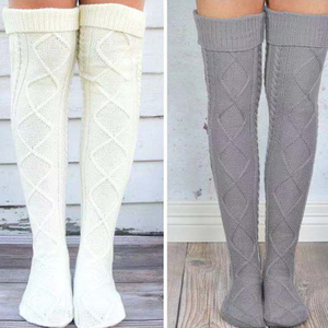 Di Inverno delle ragazze In Maglia Della Coscia Della Gamba Scaldini del Ginocchio Novità di Alta Cavo di Avvio Calzini - Product Image 2
