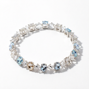 Bracelet tennis Zuanfa VVS Moissanite plaqué or, coupe brillante ronde 8 mm, argent 925, pour femme - Product Image 1