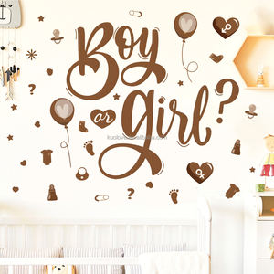 Ragazzo o ragazza Slogan inglese oro adesivi <span class=keywords><strong>murali</strong></span> Baby Room bambino rivelare festa decorazione carta da parati autoadesiva PVC adesivi <span class=keywords><strong>murali</strong></span> - Product Image 1