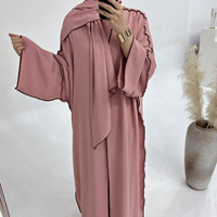 Gaun Muslim Wanita Modis Dubai untuk Lebaran, Bahan Jazz Crepe, Model Abaya, Grosir dan Custom