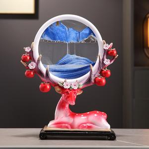 รูปปั้นกวางเอลค์ทรายไหลสุดสร้างสรรค์เรซิ่นเรซิ่นศิลปะพื้นบ้านสำหรับห้องนั่งเล่นตู้วางทีวีสำนักงานเฟอร์นิเจอร์บ้านใหม่ - Product Image 1