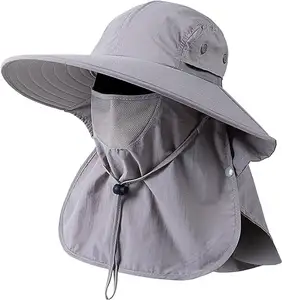 Tùy chỉnh Womens UPF 50 + rộng vành mũ mặt trời UV bảo vệ mùa hè dù để che nắng xô hat với mặt nạ