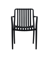 Chaise de salle à manger d'extérieur ergonomique moderne avec accoudoirs empilables, structure en métal, dossier en plastique
